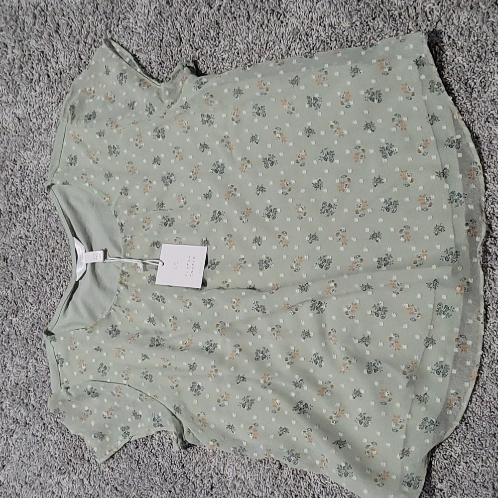 Brand new LC Lauren Conrad blouse green with flower pattern size xl petite